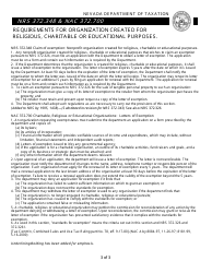 Form APP-02.01 Application for Sales/Use Tax Exemption for Religious/Charitable/Educational Organizations - Nevada, Page 3