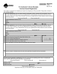 Document preview: Form CGR-1 1% Contractor's Gross Receipts Contract Award Registration - Montana