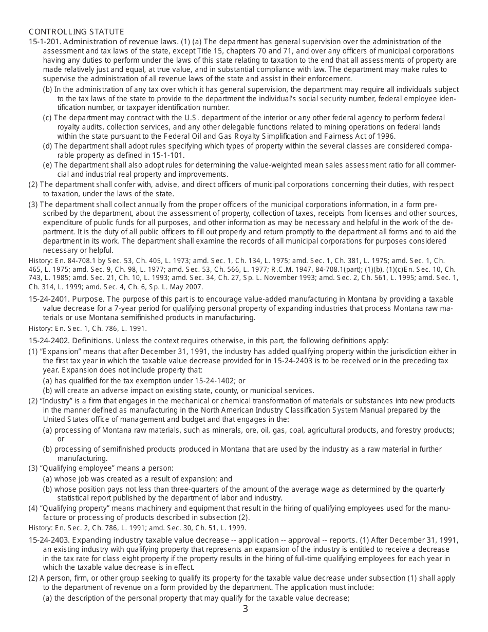 Form CAB-4 Value-Added Manufacturing Machinery Certification Application - Montana, Page 3