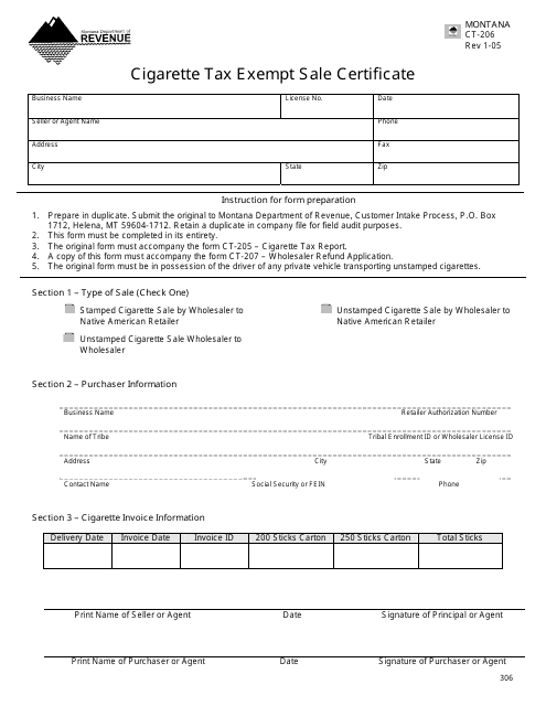 Form CT-206  Printable Pdf