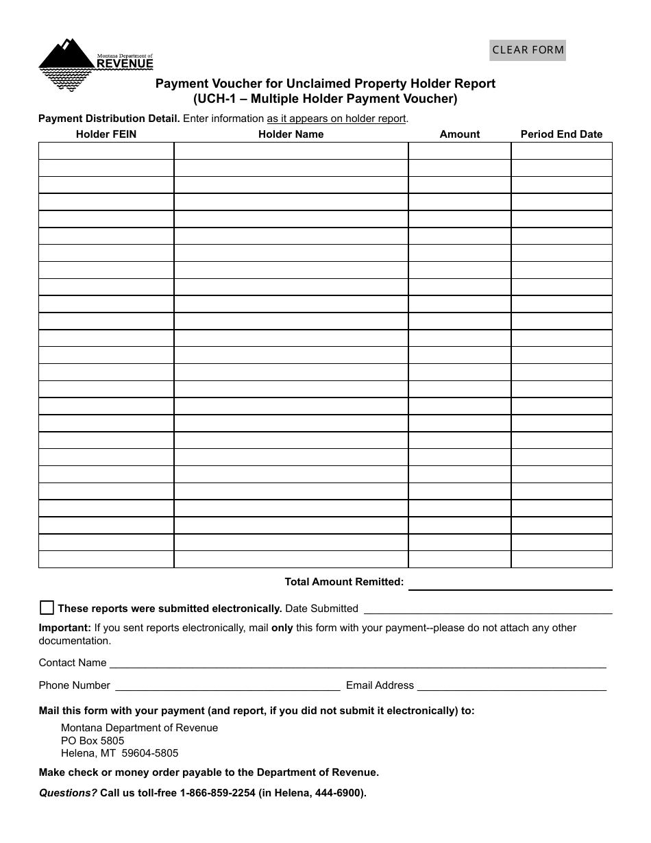Form UCH-1 - Fill Out, Sign Online and Download Fillable PDF, Montana ...