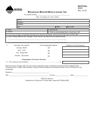 Form MMM Micaceous Mineral Mines License Tax - Montana