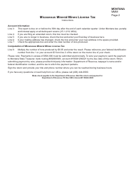 Form MMM Micaceous Mineral Mines License Tax - Montana, Page 2