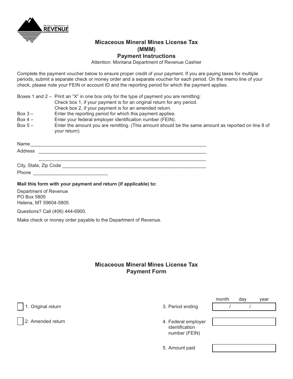 Form MMM Micaceous Mineral Mines License Tax - Montana, Page 3