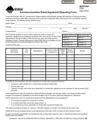 Document preview: Form PIRA Purchase Incentive Rental Agreement Reporting Form - Montana