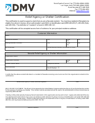 Document preview: Form DMV-115 Relief Agency or Shelter Certification - Nevada