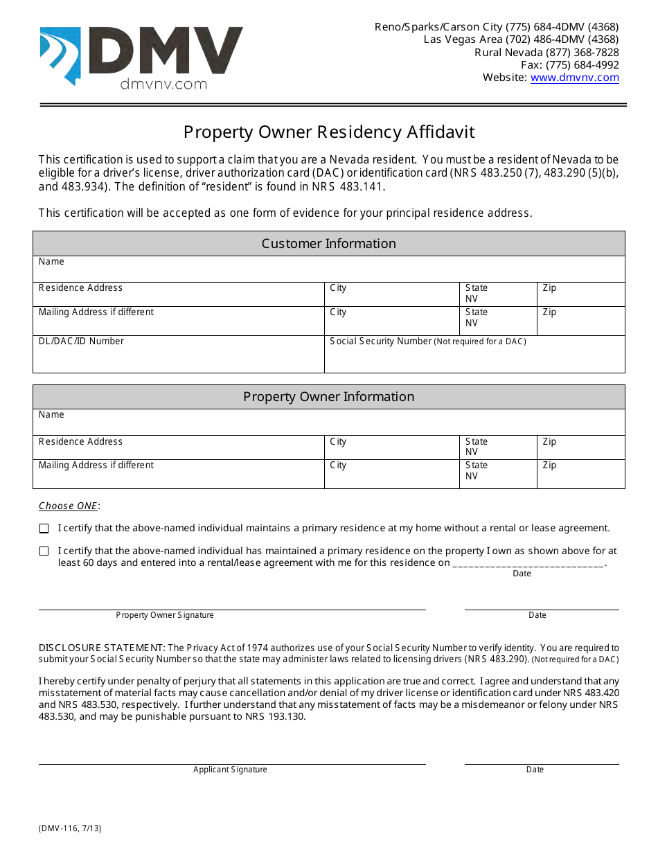 Form DMV-116 Download Fillable PDF or Fill Online Property ...