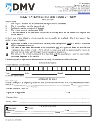 Document preview: Form VP210 Registration Fee Refund Request Form - Nevada
