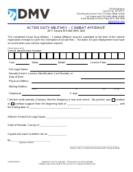 Document preview: Form VP258 Active Duty Military - Combat Affidavit - Nevada