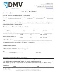 Document preview: Form VP-206 Lost Title Affidavit - Nevada