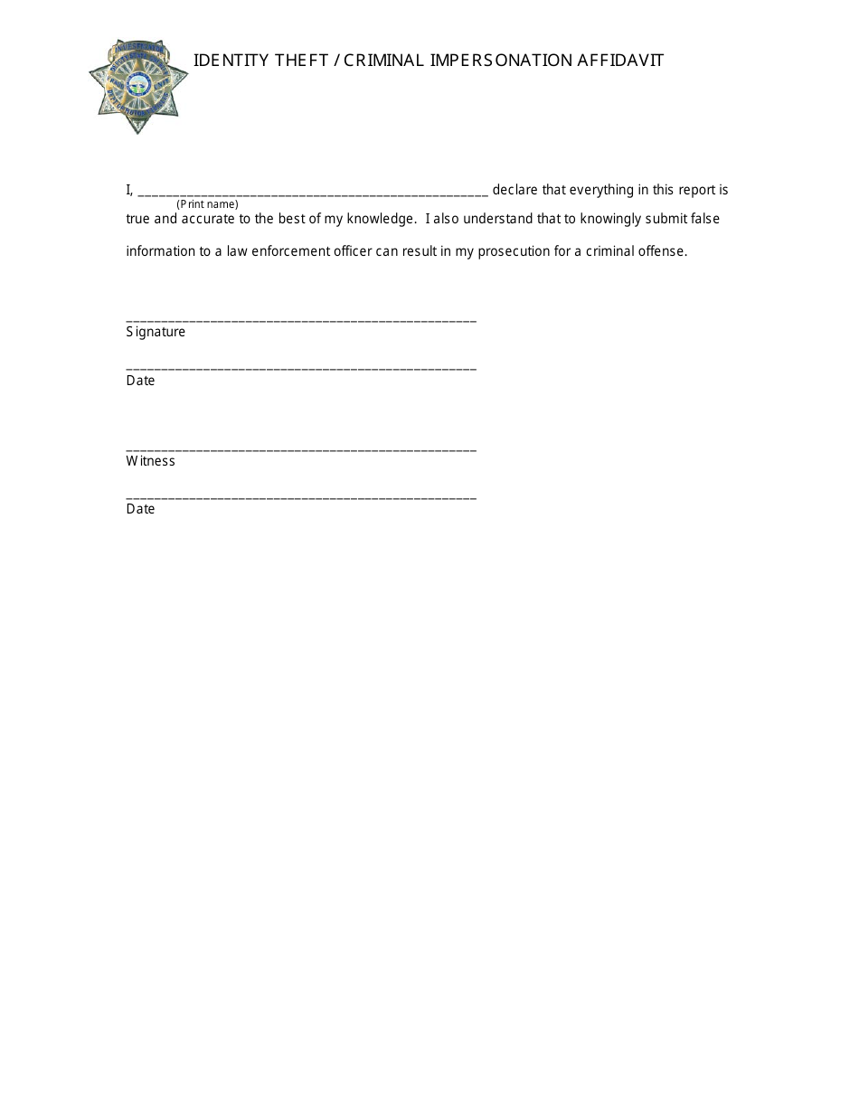 Nebraska Identity Theftcriminal Impersonation Affidavit Fill Out Sign Online And Download 8398