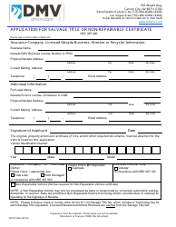 Document preview: Form VP213 Application for Salvage Title or Non-repairable Certificate - Nevada