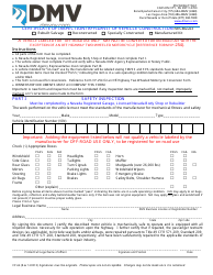 Form VP64 Certificate of Inspection / Affidavit of Vehicle Construction - Nevada