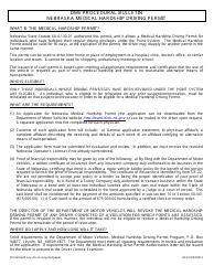Document preview: Application for Nebraska Medical Hardship Permit - Point Revocation - Nebraska