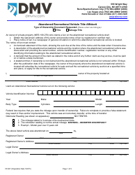 Document preview: Form VP267 Abandoned Recreational Vehicle Title Affidavit - Nevada