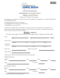 Form DO-200 Application for Window Tint Exemption - Nevada