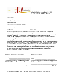 Document preview: Commercial Driver License Third Party Tester Bond - Nebraska