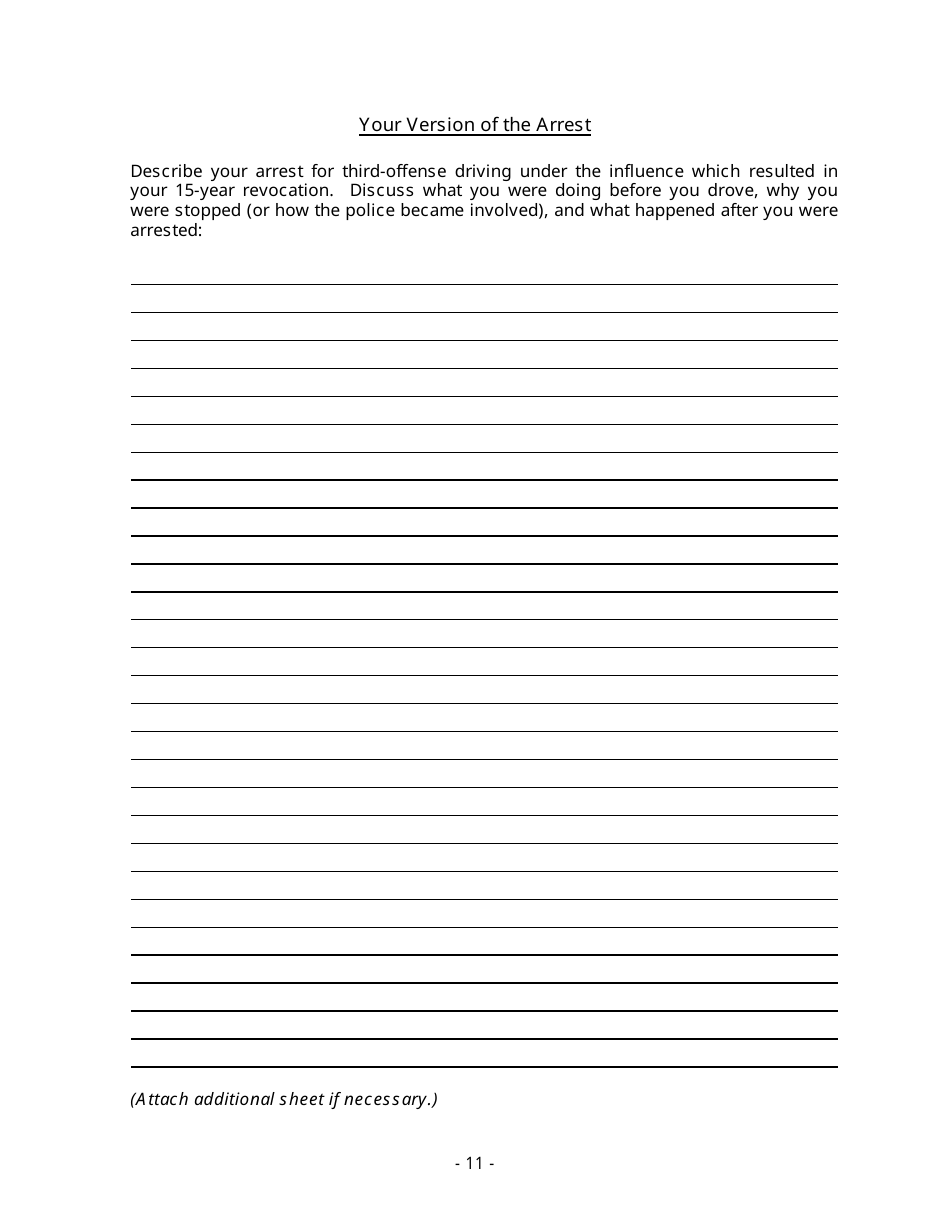 Application for Reprieve of Fifteen-Year License Revocation - Nebraska, Page 11