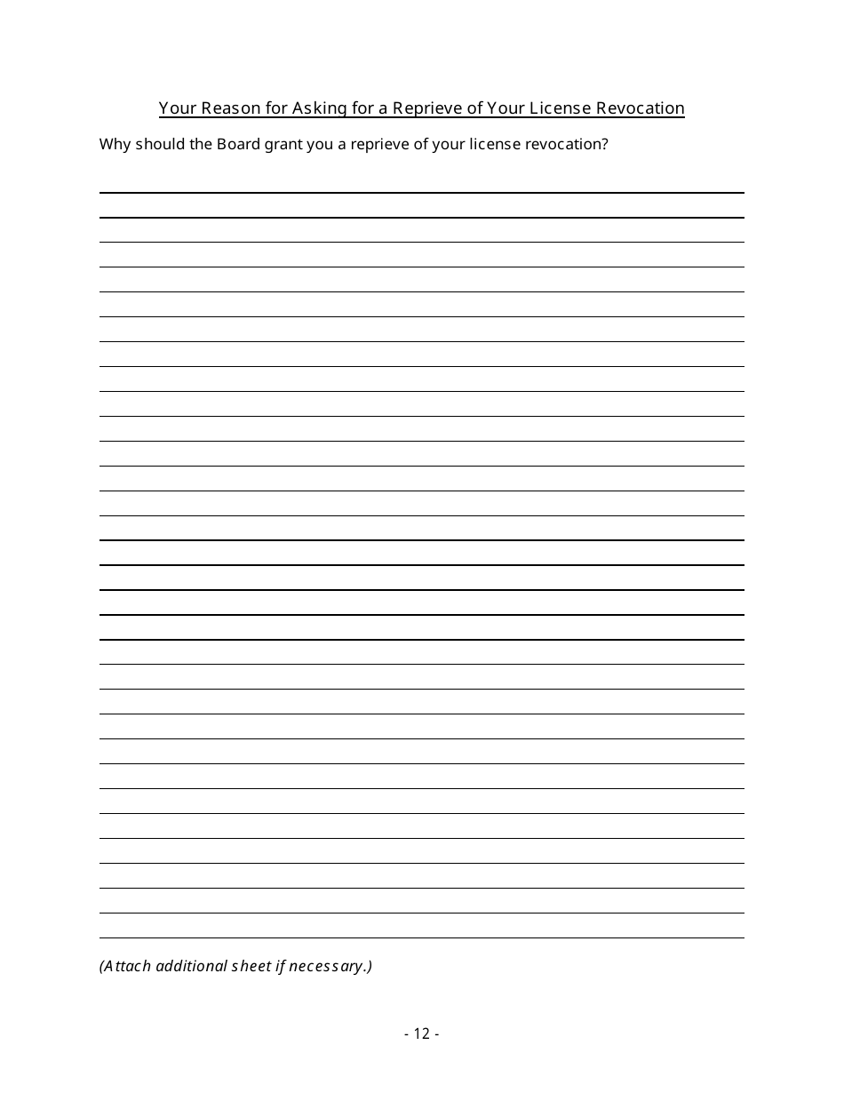 Application for Reprieve of Fifteen-Year License Revocation - Nebraska, Page 12