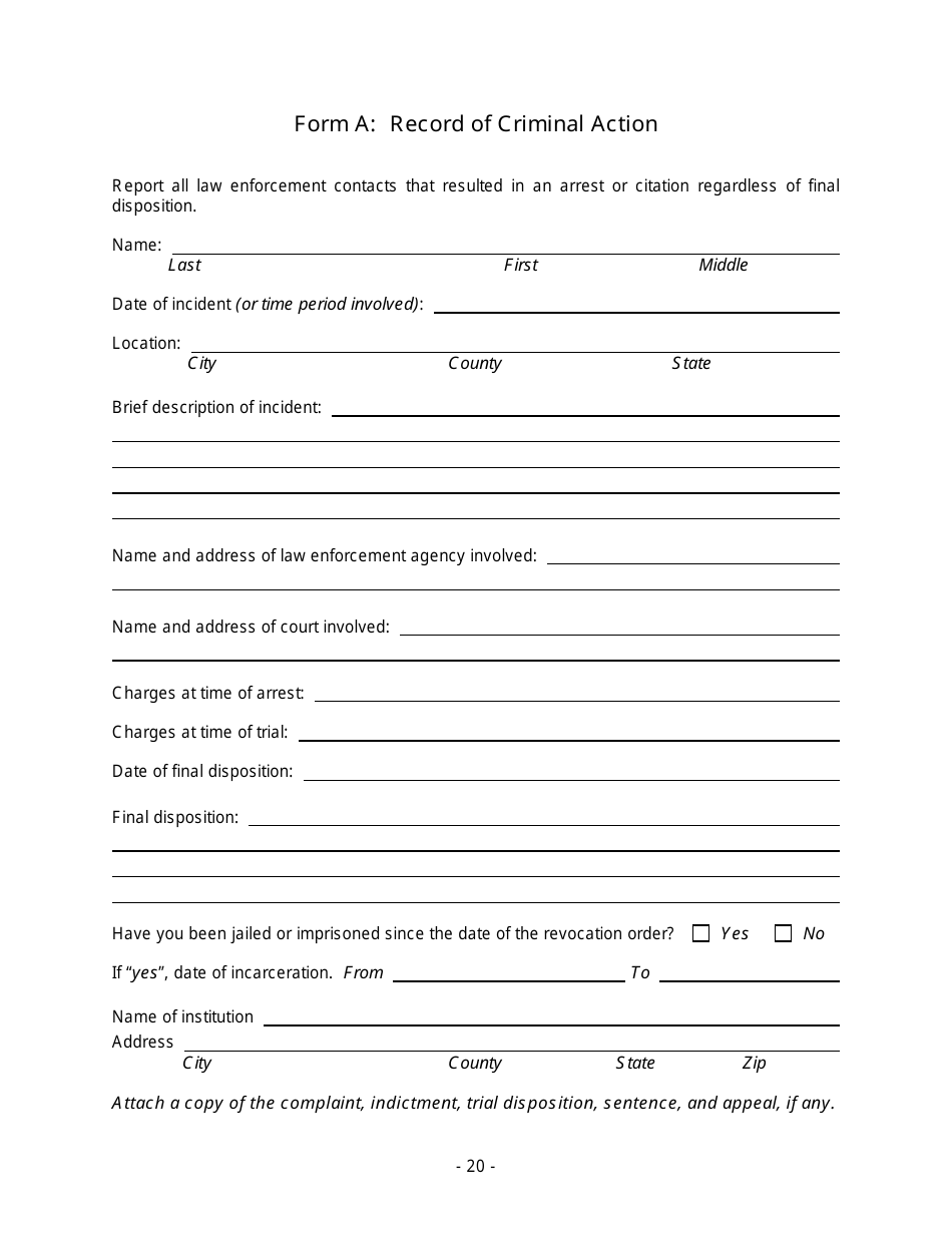 Application for Reprieve of Fifteen-Year License Revocation - Nebraska, Page 20