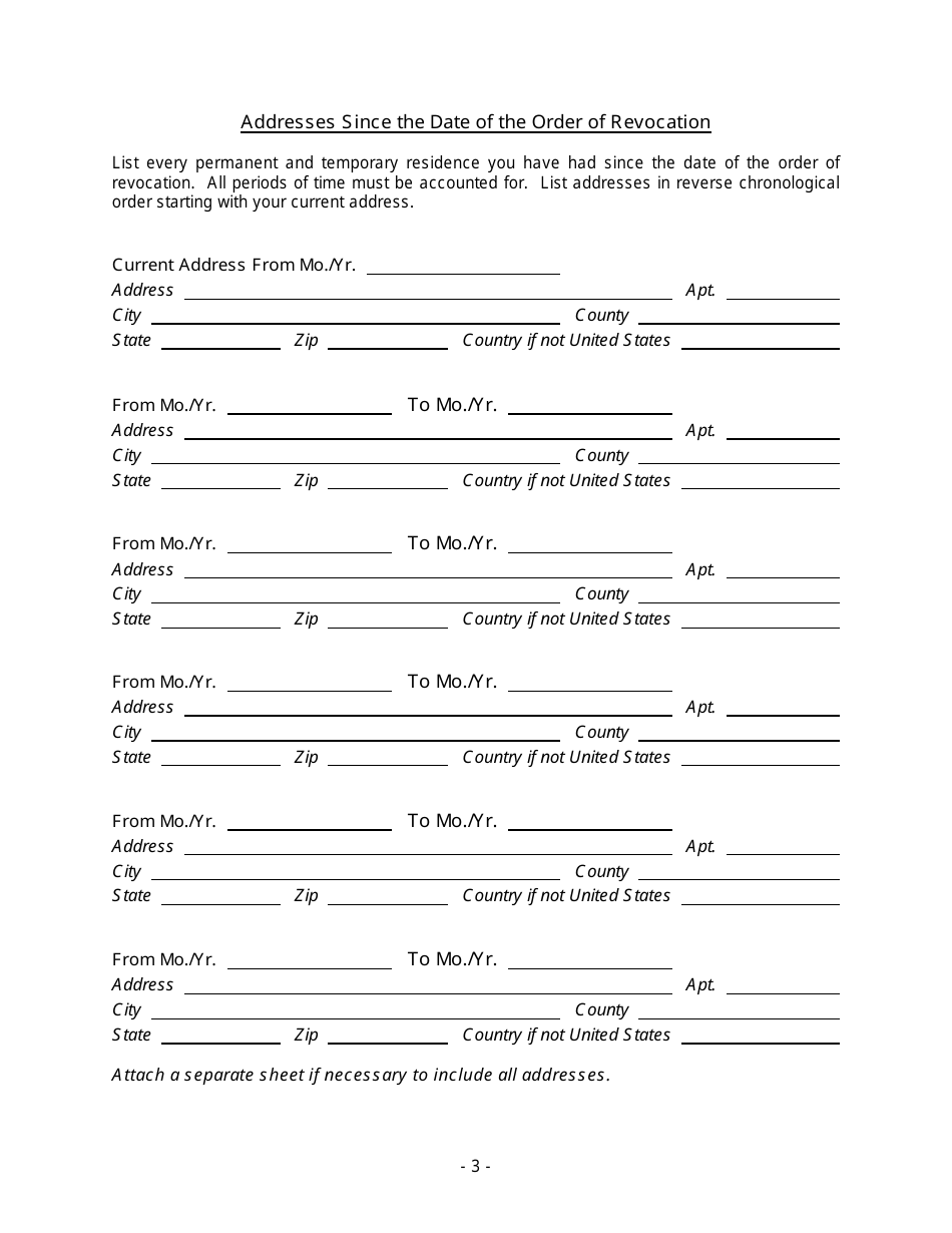 Application for Reprieve of Fifteen-Year License Revocation - Nebraska, Page 3