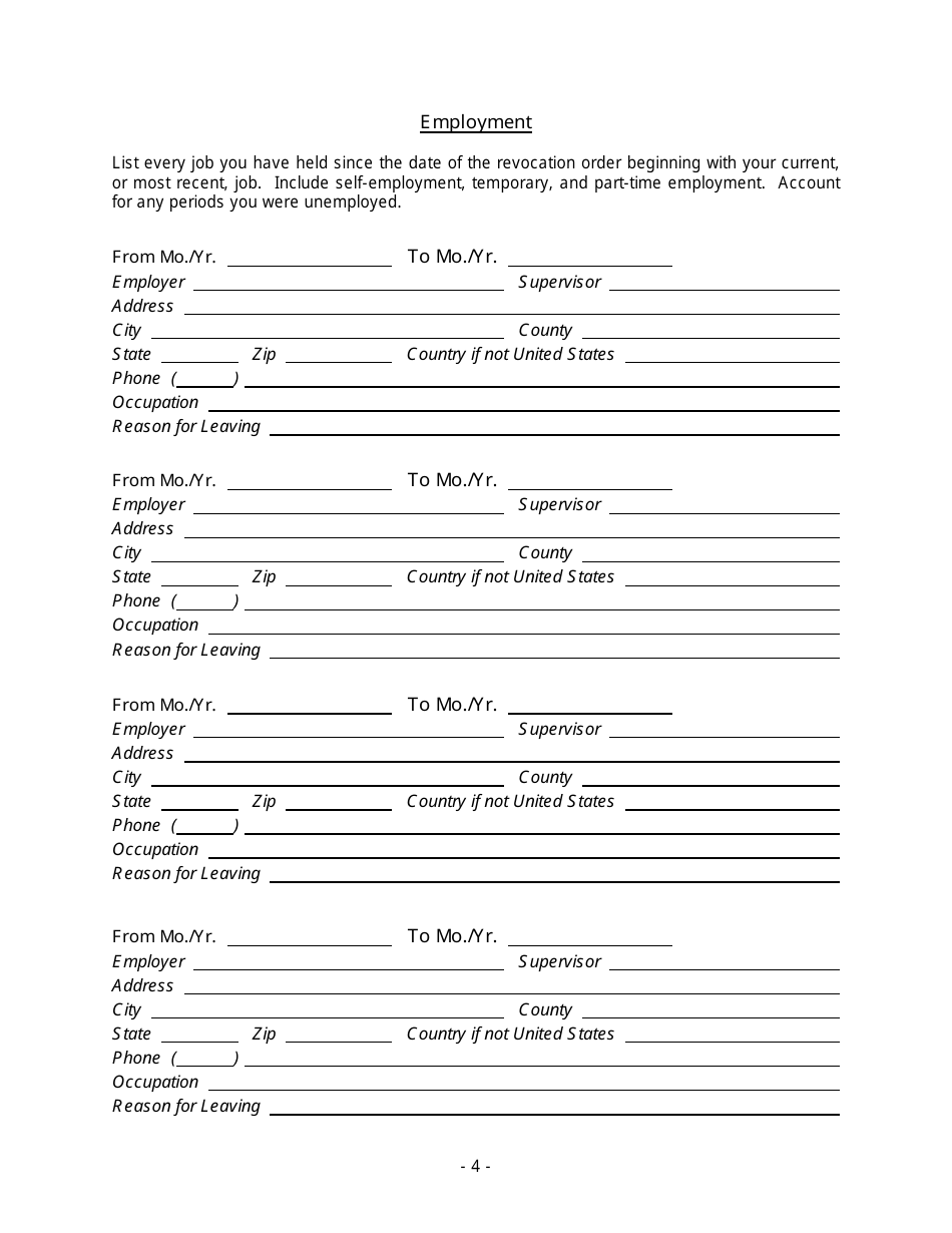 Application for Reprieve of Fifteen-Year License Revocation - Nebraska, Page 4