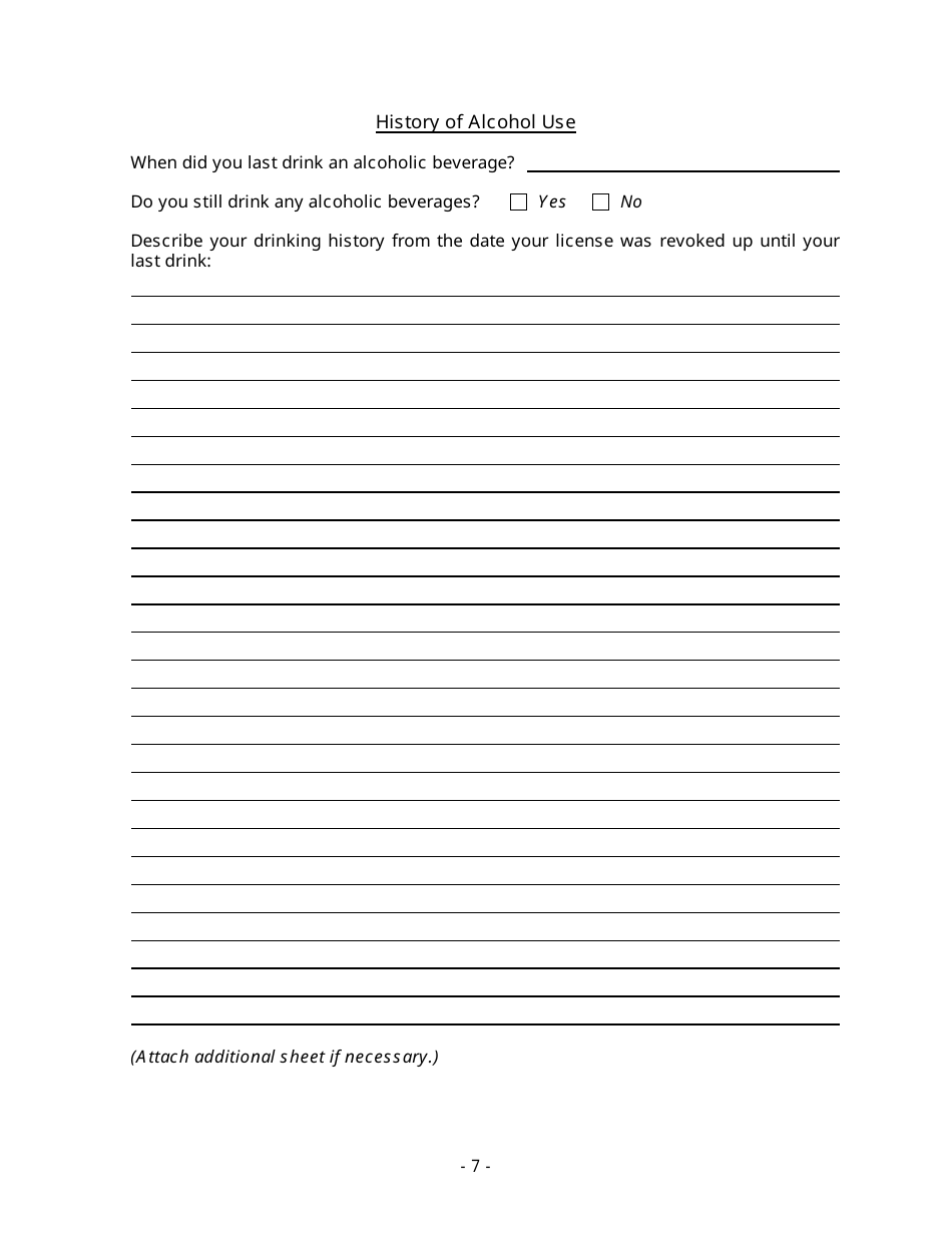 Application for Reprieve of Fifteen-Year License Revocation - Nebraska, Page 7