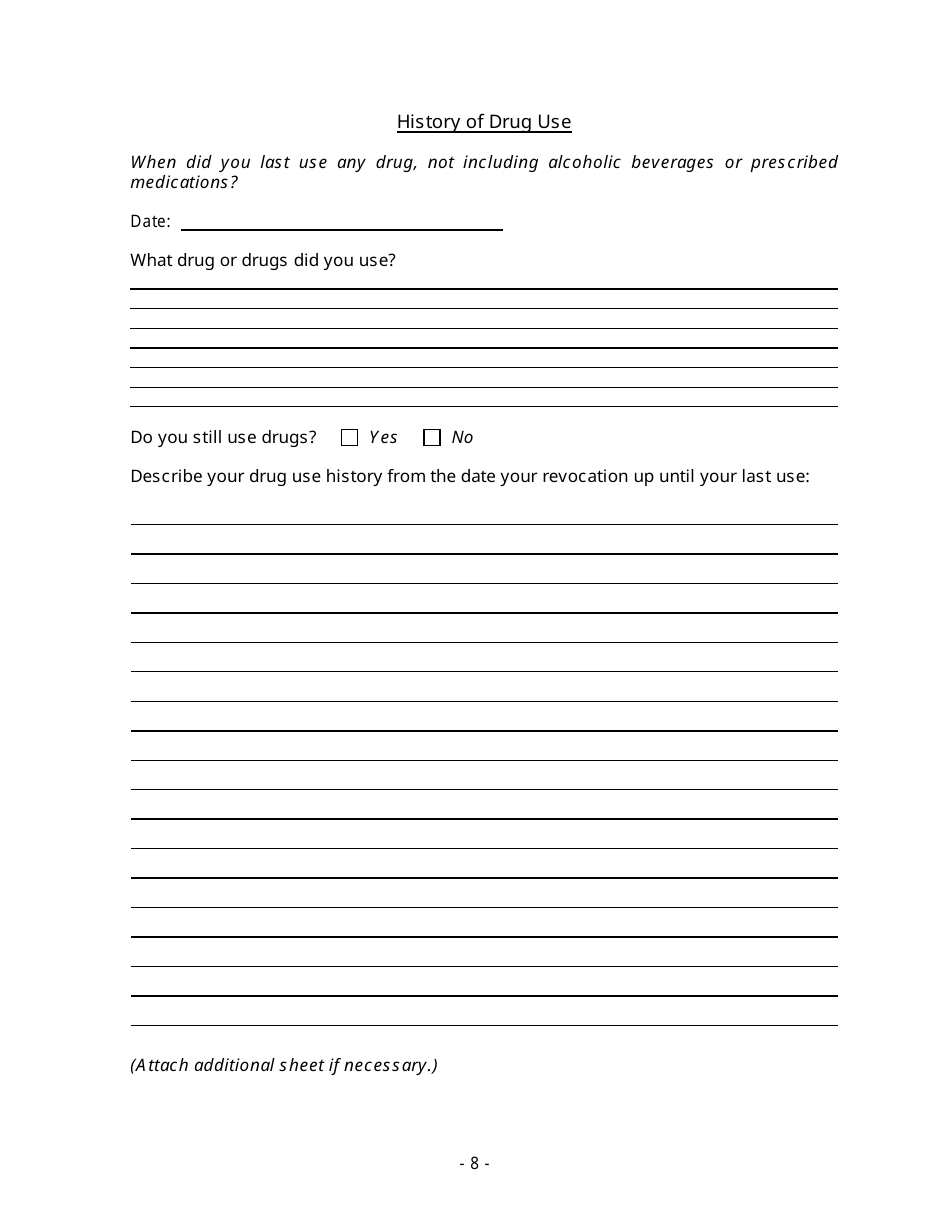 Application for Reprieve of Fifteen-Year License Revocation - Nebraska, Page 8