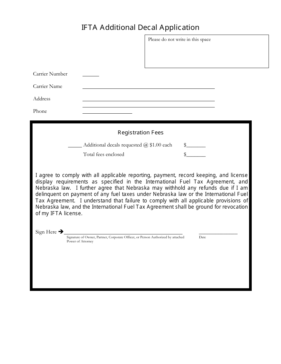 Ifta Additional Decal Application - Nebraska, Page 1