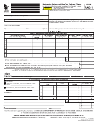 Document preview: Form 7AG-1 Nebraska Sales and Use Tax Refund Claim for Agricultural Machinery and Equipment Purchases or Lease - Nebraska