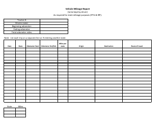 Document preview: Vehicle Mileage Report - Nebraska