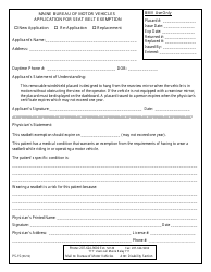 Form PS-15 &quot;Application for Seat Belt Exemption&quot; - Maine