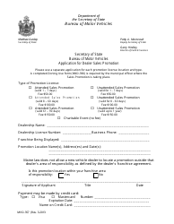 Document preview: Form MVD-357 Application for Dealer Sales Promotion - Maine