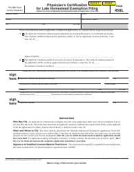Document preview: Form 458L Physician's Certification for Late Homestead Exemption Filing - Nebraska
