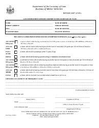 Form DI-27 &quot;Intoxicant Level Law Enforcement Officer's Report to the Secretary of State&quot; - Maine