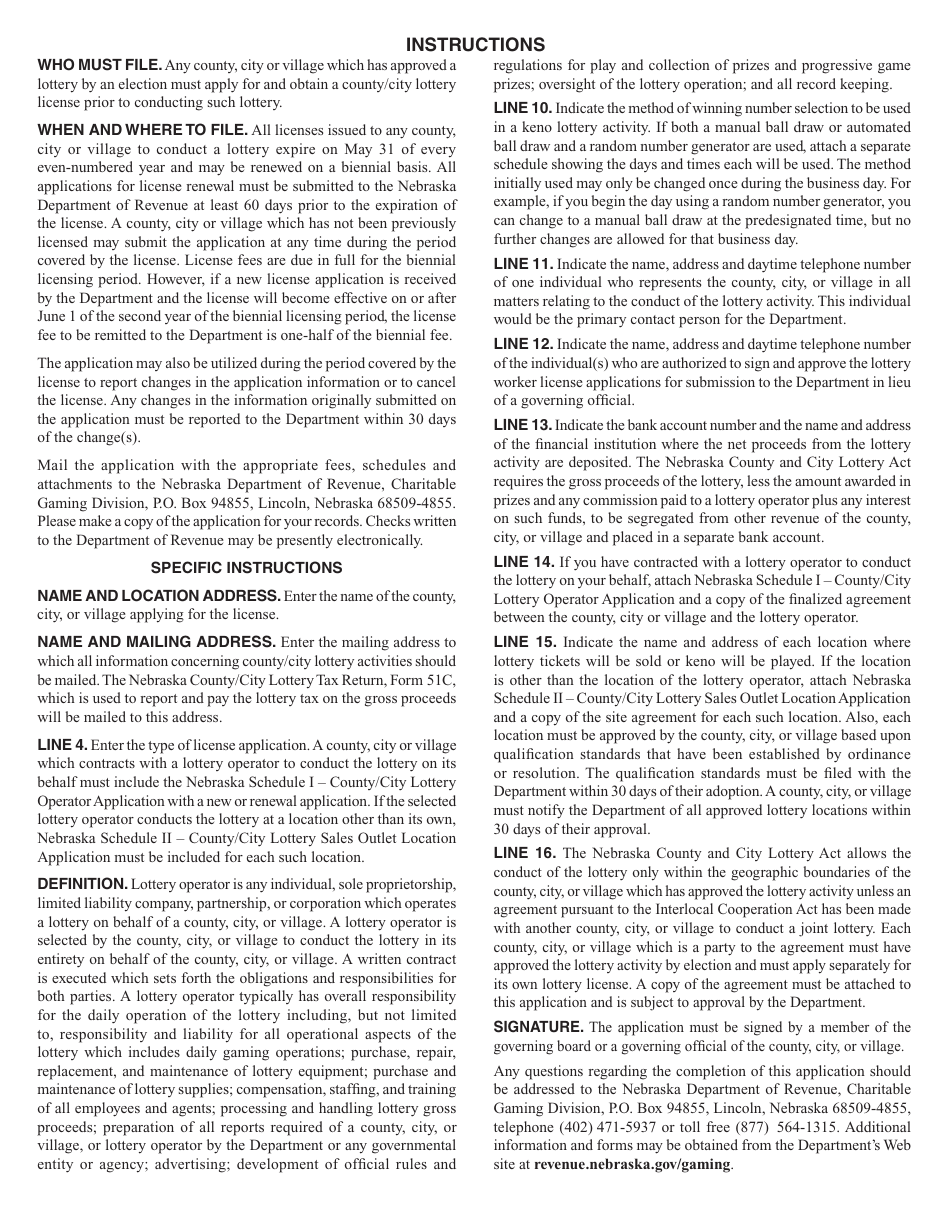 Form 50G Nebraska Application for County / City Lottery - Nebraska, Page 2