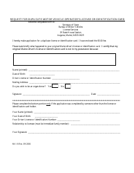 Document preview: Form MV-10 Request for Duplicate Motor Vehicle Operator's License or Identification Card - Maine