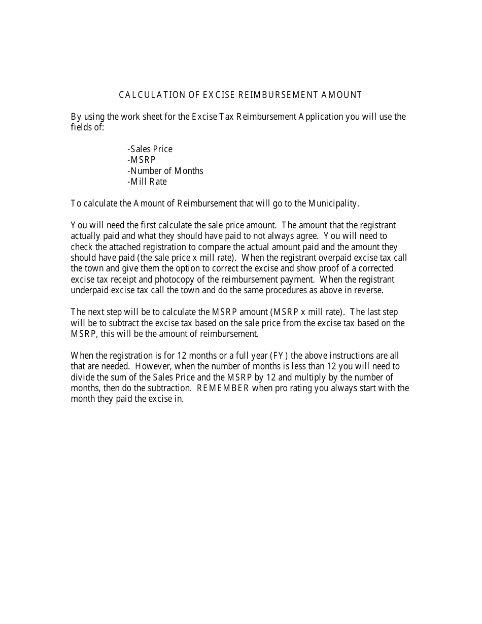 Application for Excise Tax Reimbursement - Maine, Page 2