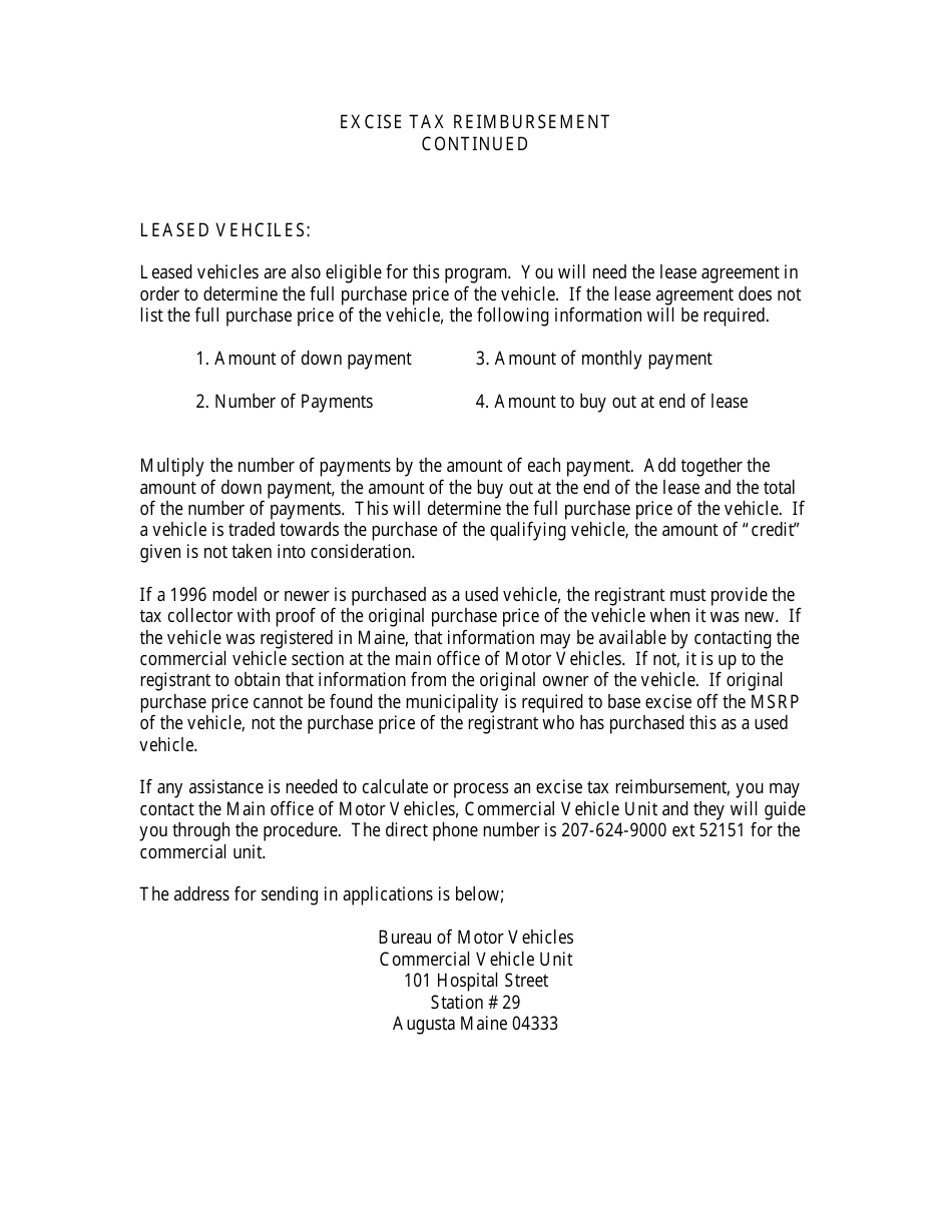 Application for Excise Tax Reimbursement - Maine, Page 4