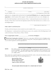 Document preview: Form PS-43 Application for Firefighter Plates - Maine