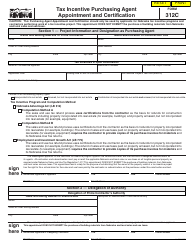 Document preview: Form 312C Tax Incentive Purchasing Agent Appointment and Certification - Nebraska