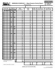 Form 51B Schedule I Bingo Occasion Activity Report - Nebraska