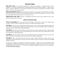 Form 51B Schedule I Bingo Occasion Activity Report - Nebraska, Page 2