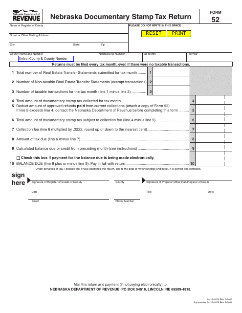 Form 52  Printable Pdf