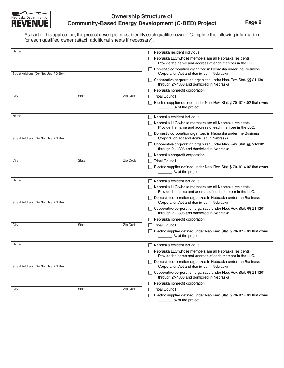 Community-Based Energy Development (C-Bed) Application (For a Wind, Solar, Biomass, or Landfill Gas Project) - Nebraska, Page 3