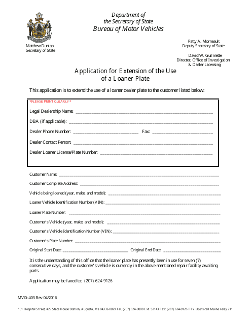 Form MVD-403  Printable Pdf