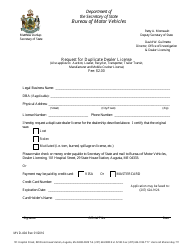 Document preview: Form MVD-404 Request for Duplicate Dealer License - Maine