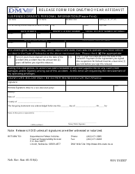 Document preview: Release Form for One/Two Year Affidavit - Nebraska