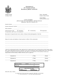 Document preview: Form MVD-351 Application for Experimental Motor Vehicle - Maine