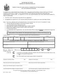 Document preview: Form MVT-10 Inspection of (Vin) Vehicle Identification Number by Authorized Person - Maine